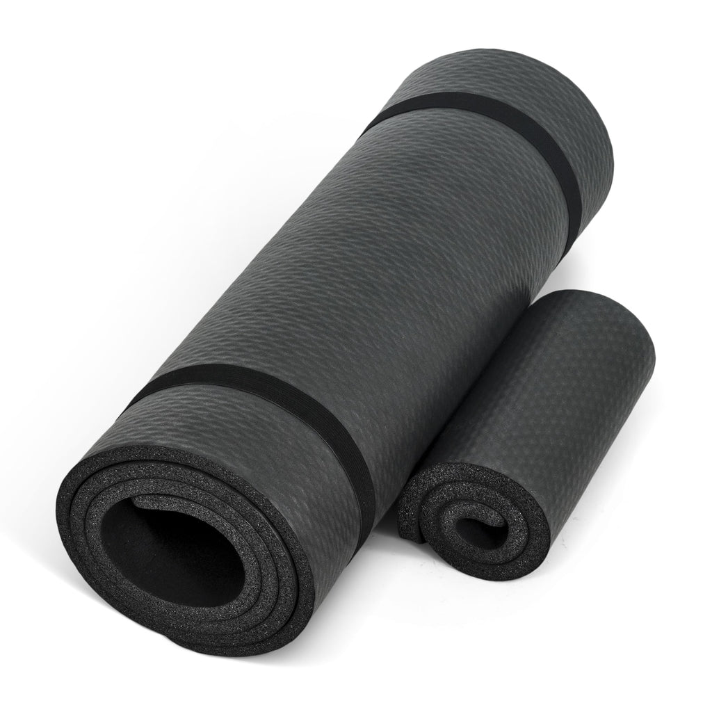 Cap High Density Exercise Yoga Mat With Strap And Knee Pad 71''X24''X1/2'' Black