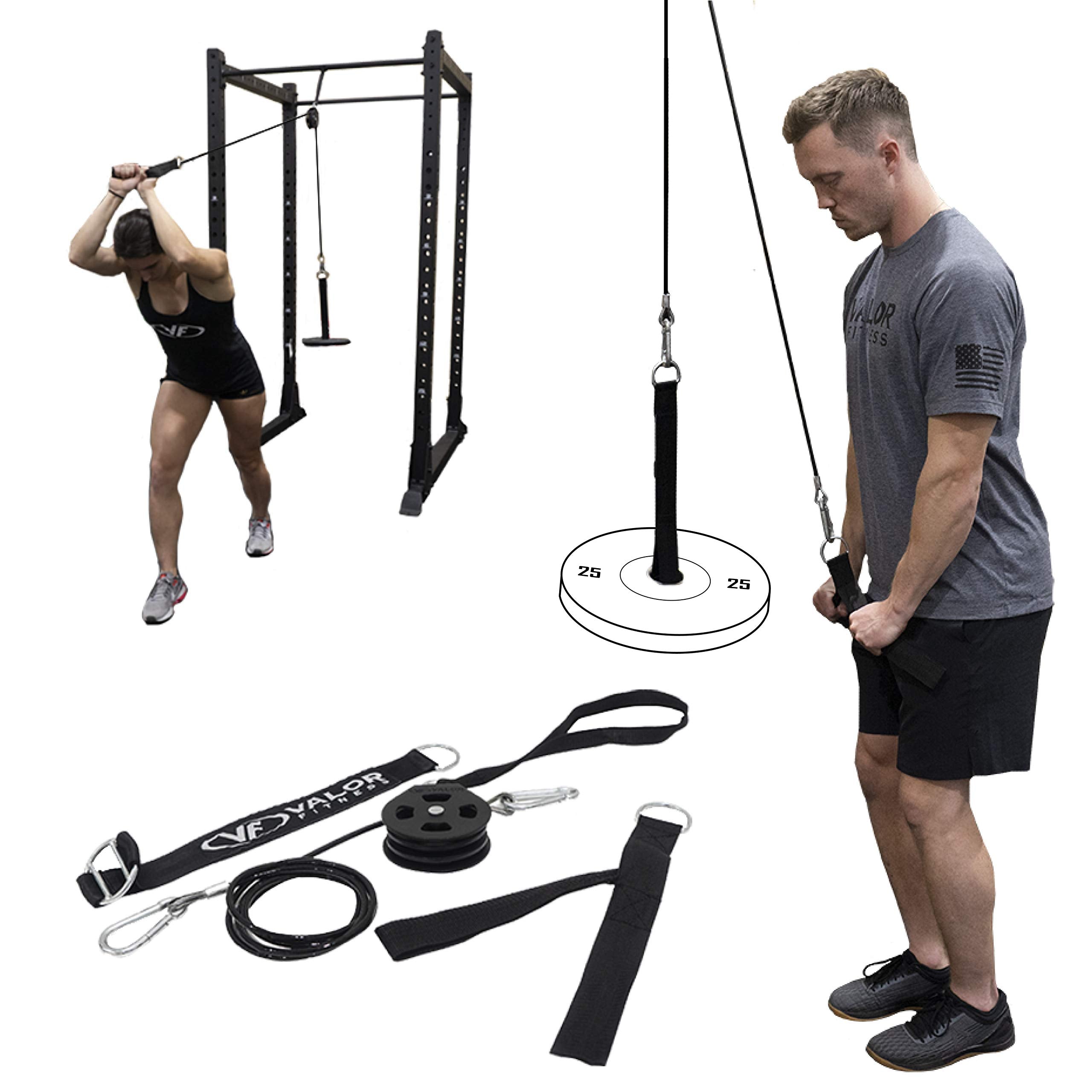 Valor Fitness Py-1 Portable Lat Pull Down Machine, Bundle Option Includes Tricep Rope, V Tricep Bar And Triangle Chest Pull Cabl