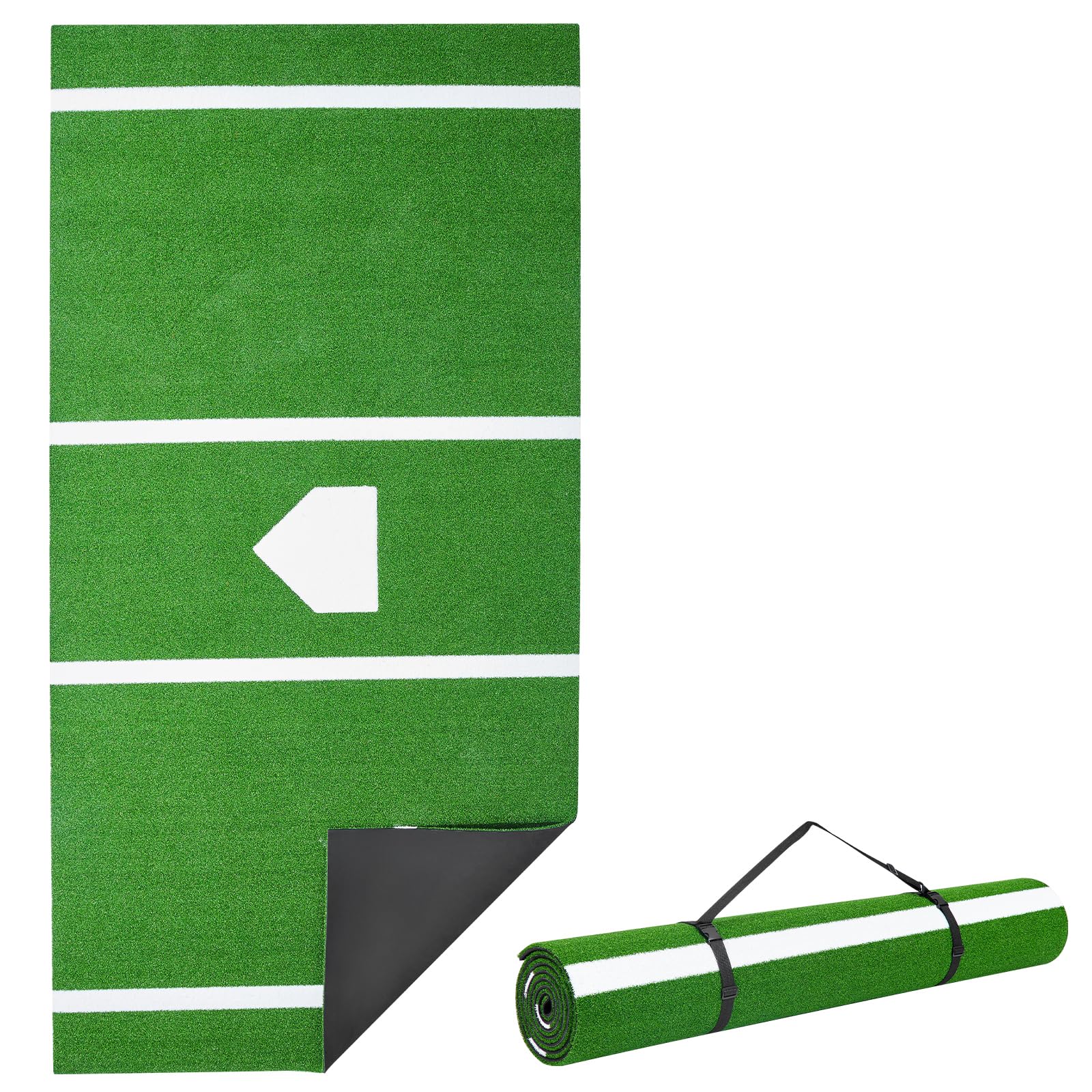 VEVOR 12x6ft Baseball/Softball Batting Mat with Home Plate - Anti-Fade Turf, Portable Hitting Trainer for Cage/Indoor/Outdoor Pr