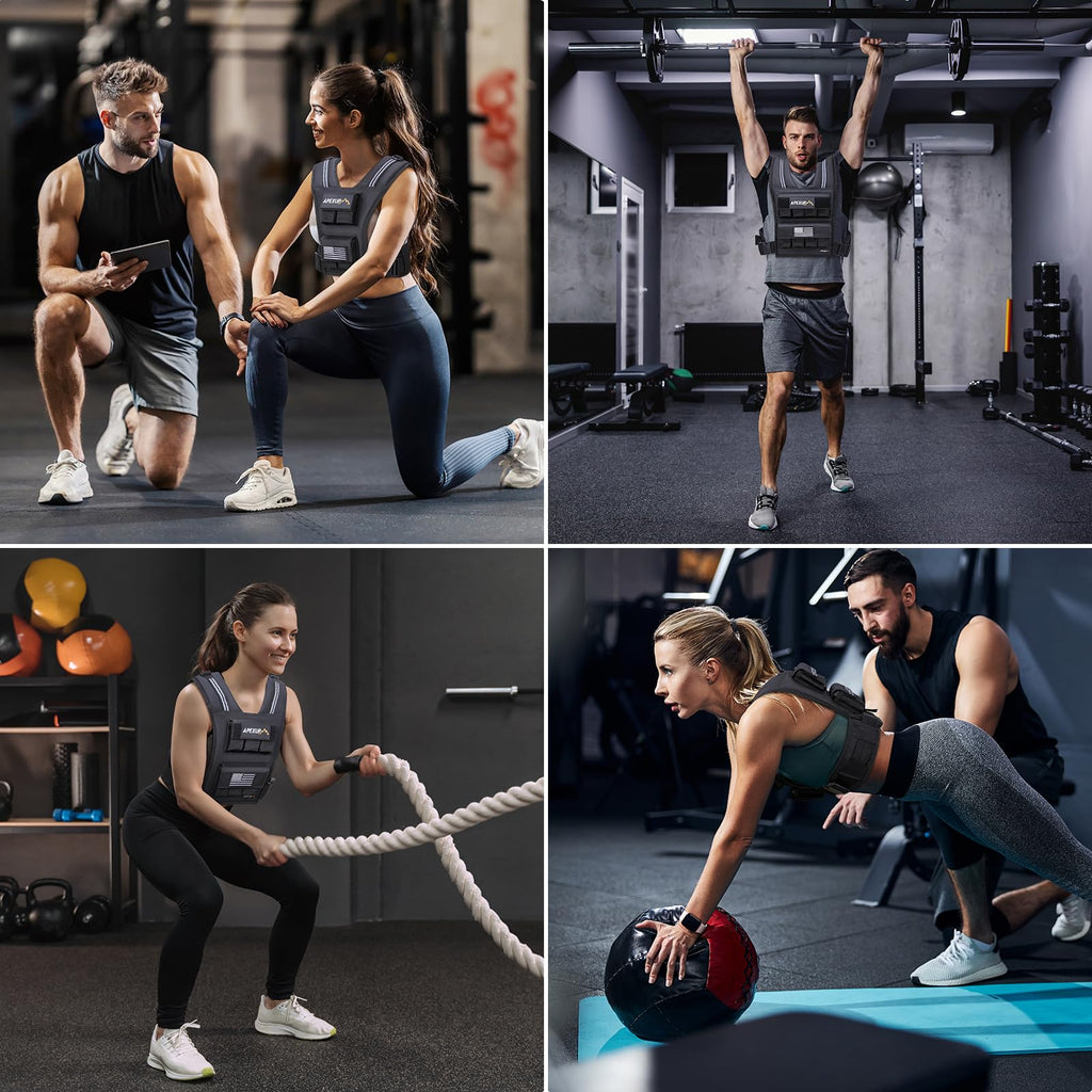 APEXUP Adjustable Weighted Vest Men 20lbs/30lbs/40lbs Weights with Reflective Stripe, Weight Vest Woman Workout Vest for Strengt