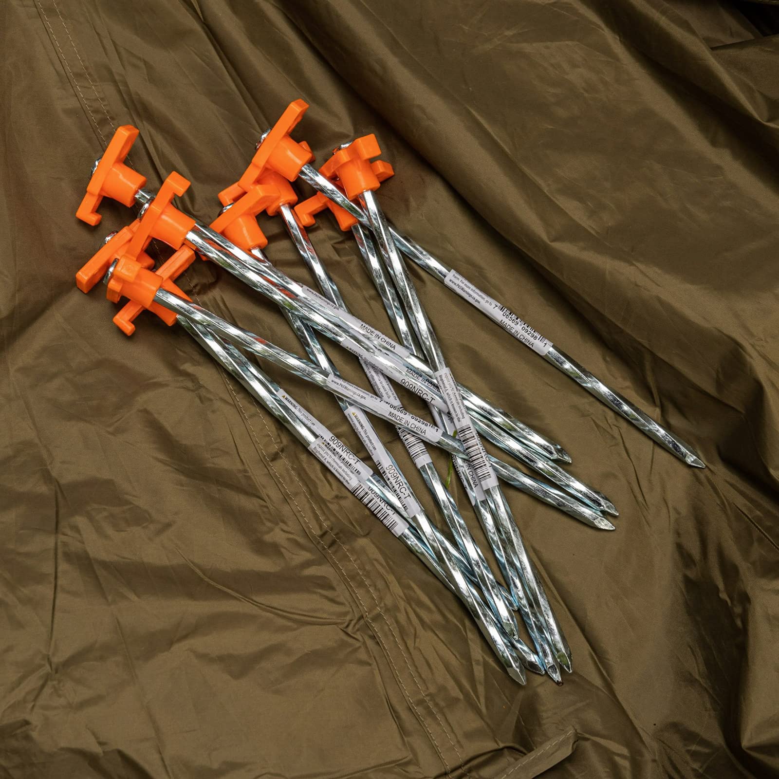 (6 Piece) Asr Outdoor Heavy Duty Tent Pegs - Orange