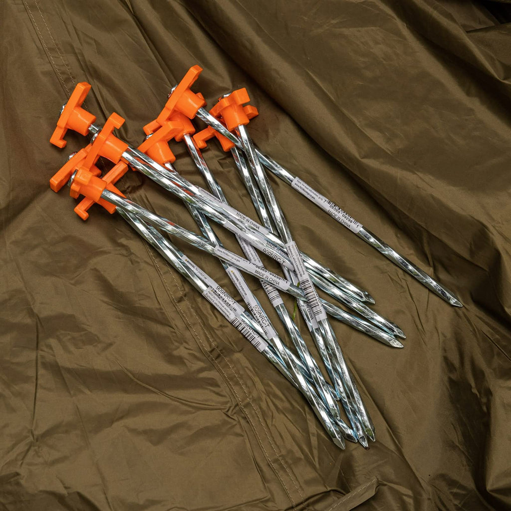 Asr Outdoor 6Pc Rock Tent Stake Set Bright Orange Hook Head For Hard Packed Soil