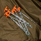 Asr Outdoor 6Pc Rock Tent Stake Set Bright Orange Hook Head For Hard Packed Soil