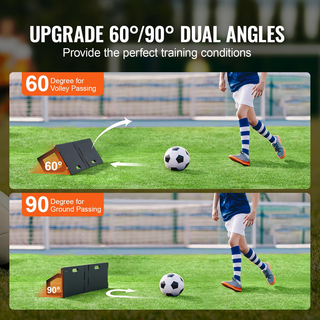 Vevor Soccer Rebounder Board, 45''X13'' Portable Soccer Wall With 2 Angles Rebound, Foldable Hdpe Kickback Rebound Board, Soccer