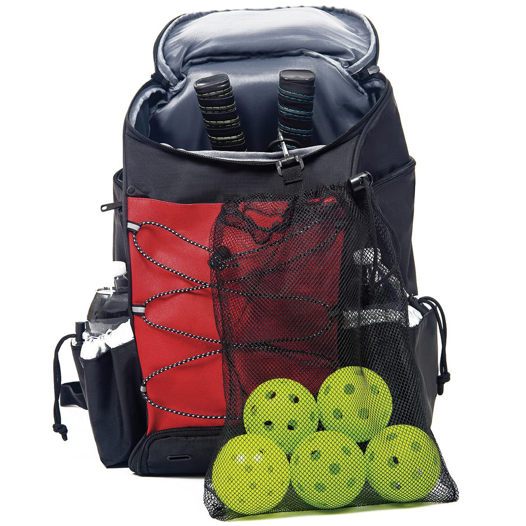 Athletico Pickleball Backpack - Pickleball Bags For Men Or Women Includes Pickleball Ball Holder (Red)