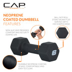 Cap Barbell Neoprene Dumbbell Weights, 6 Lb Pair, Black