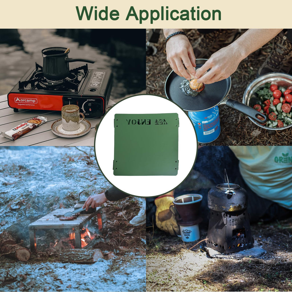 Keopuals Stove Windscreen - Folding Camping Stove Windshield 4 Plates Stainless Steel Stove Windscreen For Outdoor, Picnic, Back