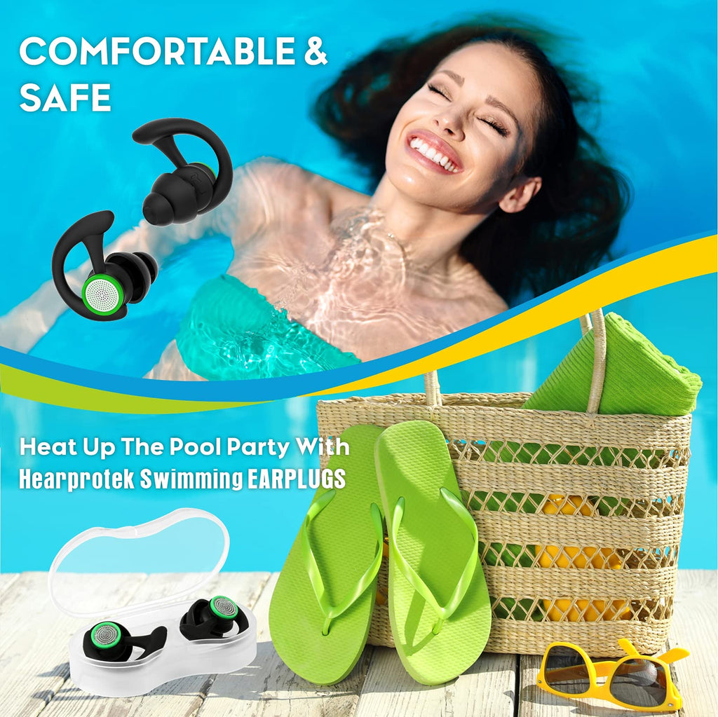 2 Pairs Ear Plugs For Swimming Adults, Hearprotek Reusable Custom-Fit Swim Water Ear Plugs Men Women For Swimmers Shower Pool Ba