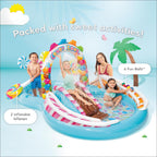 Intex Candy Zone Inflatable Kiddie Pool: Inflatable Kids Pool With Water Sprayer And Slide - Splash Pad - 116'' X 75'' X 51'' -