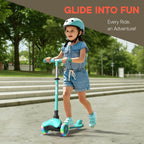 Teal Mini 3 Wheel Scooter for Kids - Lean-to-Steer Kick with LED Light-Up Wheels, Adjustable Handlebar, Wide Anti-Slip Deck, Smo