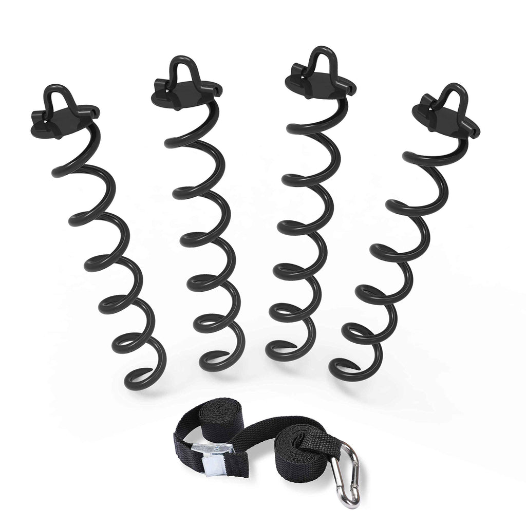 Abccanopy 10'' Spiral Ground Anchor With Dog Tie Out For Anchor Swings Set Down, Tent (Black)