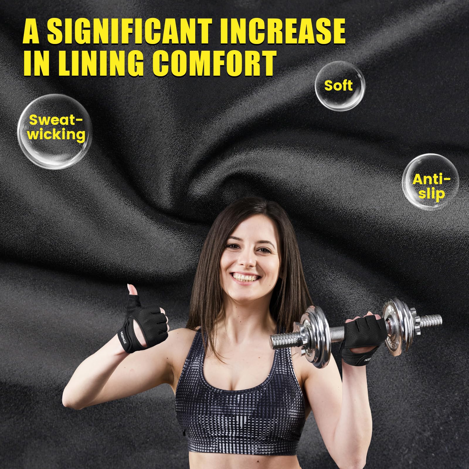 HOZMOZ Ventilated Weight Lifting Gloves, Thick Padded Workout Gym Gloves with Full Palm Protection & Grip & Shock Absorption for