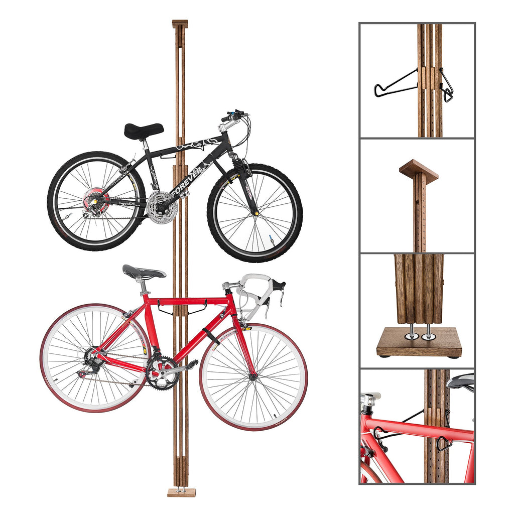Rad Cycle Woody Bike Stand Bicycle Rack Storage Or Display Holds Two Bicycles And Is Constructed Of Stylish Hard Wood