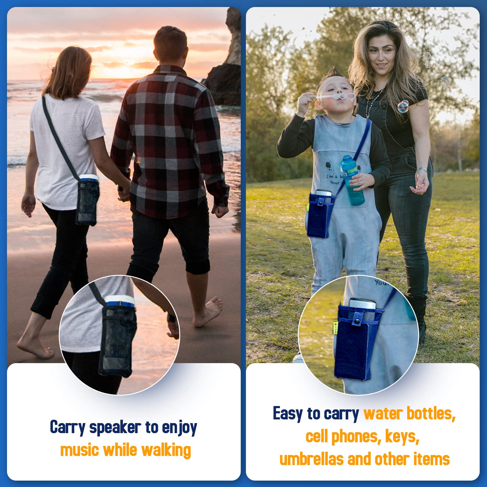 Mztue Water Bottle Holder With Strap, Folding Portable Water Bottle Carrier With Strap Easy Clean, Water Bottle Bag Strap, Water