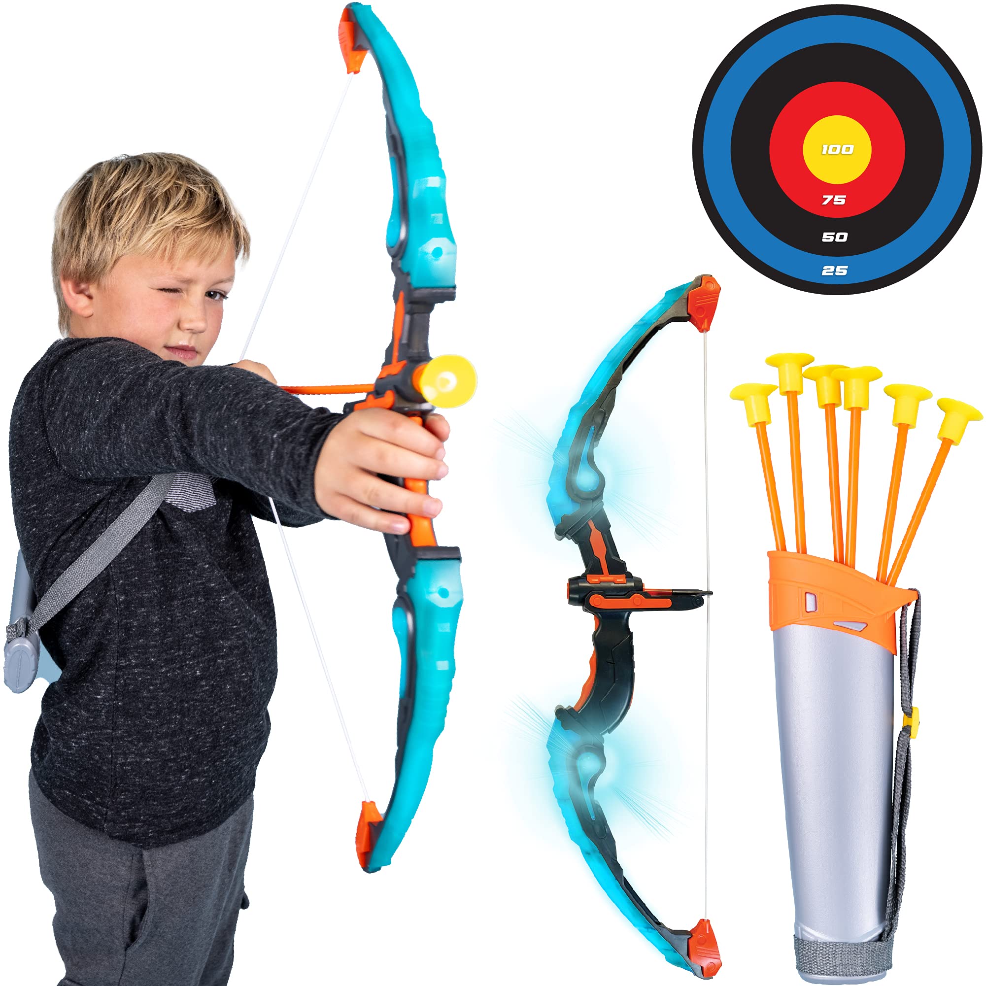 Island Genius Led Bow And Arrow Archery Set Indoor Outdoor Games Toys And Gifts For Kids Boys And Girls Ages 3 4 5 6 7 8 Years O
