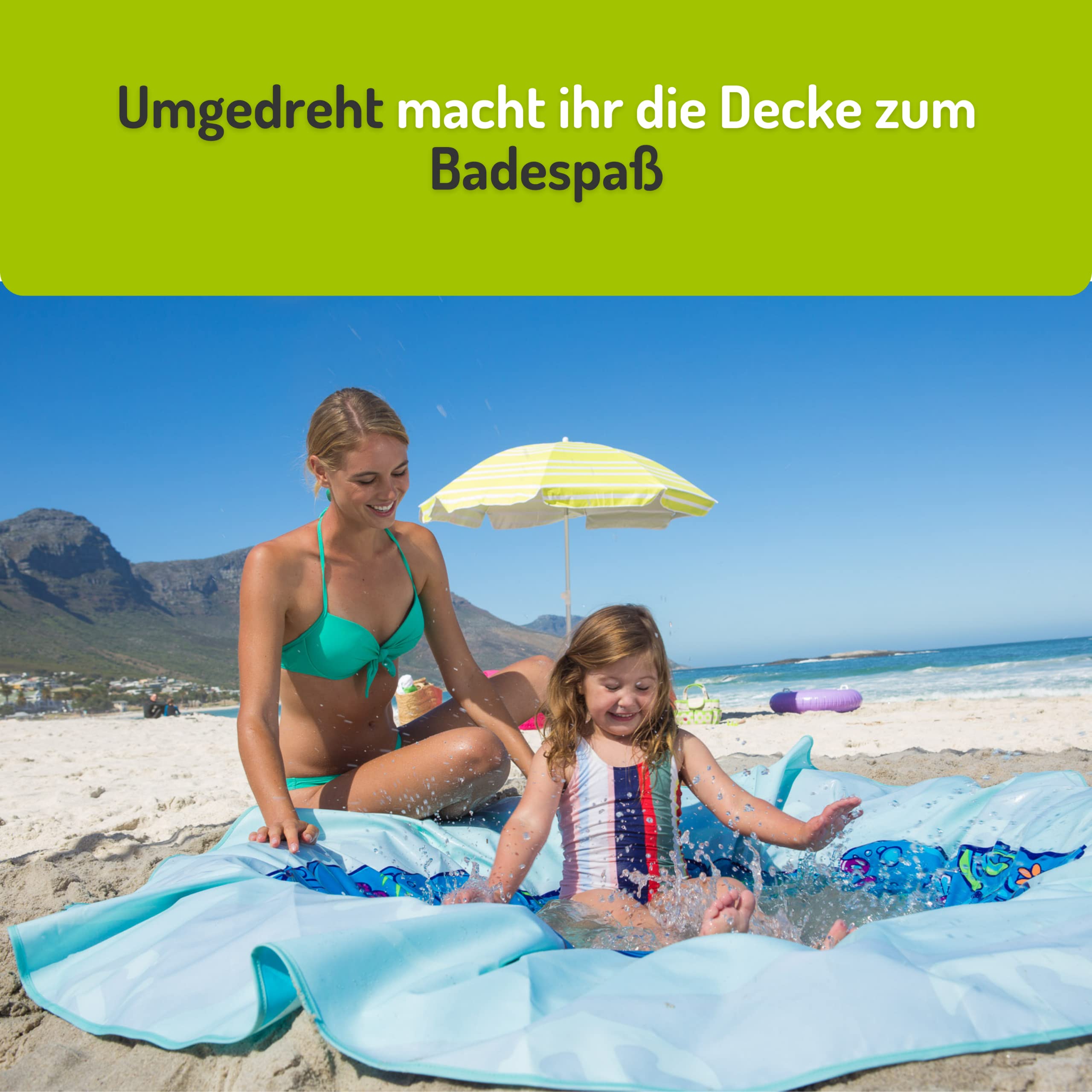 Everearth E Lite Waterproof Beach Blanket & Kiddie Pool, Blue