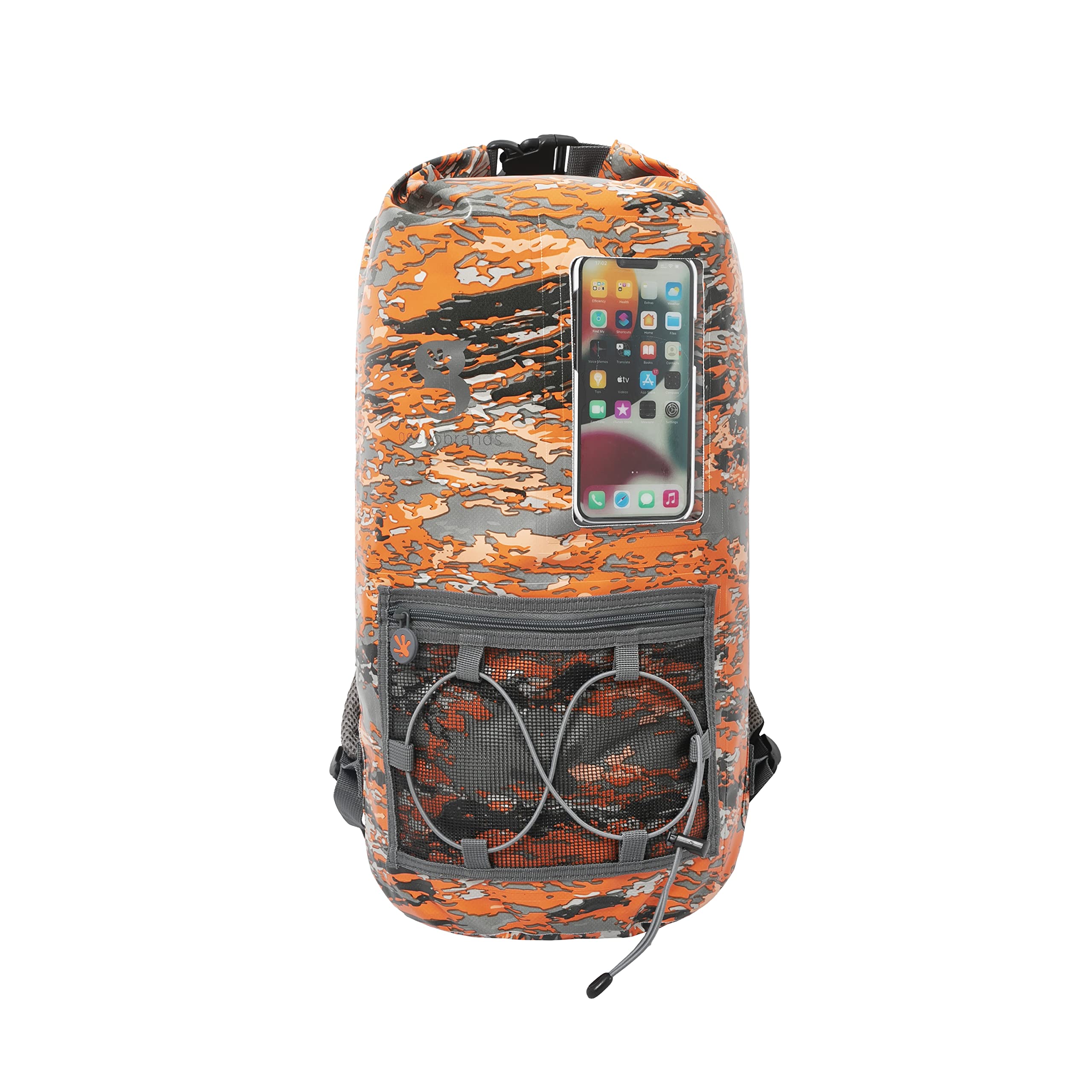 geckobrands Hydroner 20L Waterproof Dry Bag Backpack, Ember geckoflage - Lightweight Travel Bag with Clear Phone Pouch