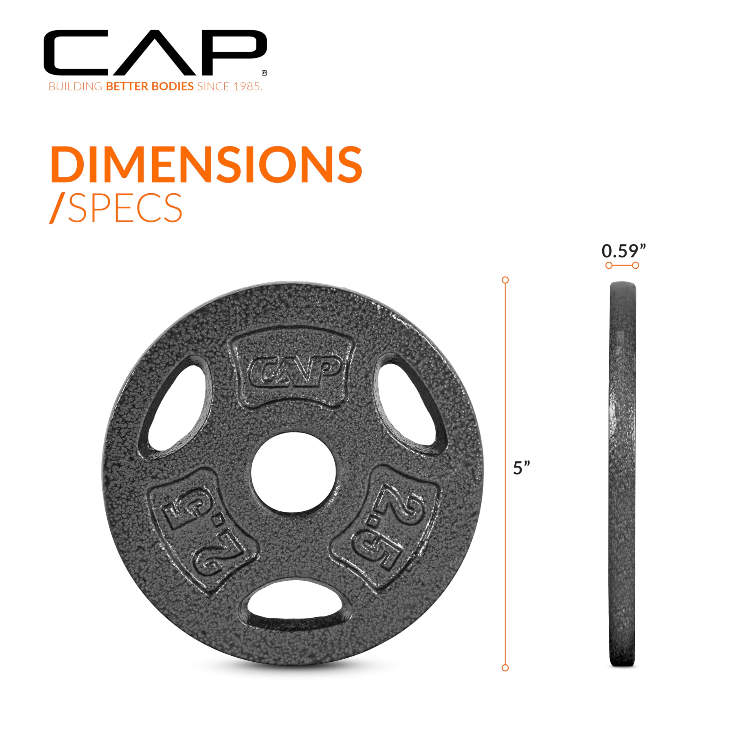 Cap Barbell Standard 1-Inch Grip Weight Plates 2.5 Lbs Black, Pack (X4)