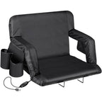 Lemy Heated Stadium Seat For Bleachers With Back Support,25 Wide 6-Position Reclining Padded Cushion,Black Portable Folding Chai