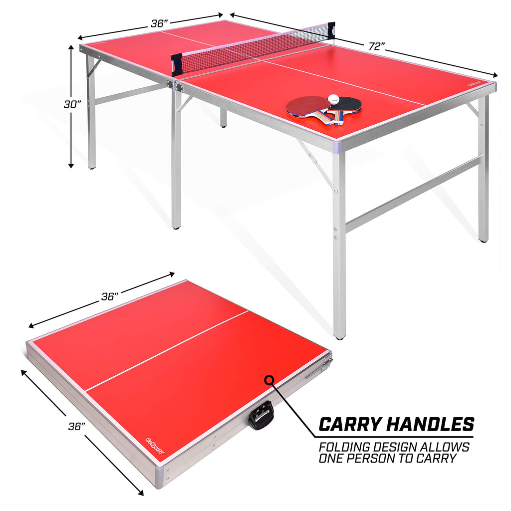 Gosports Mid-Size Table Tennis Game Set - Indoor/Outdoor Portable Table Tennis Game With Net, 2 Table Tennis Paddles And 4 Balls