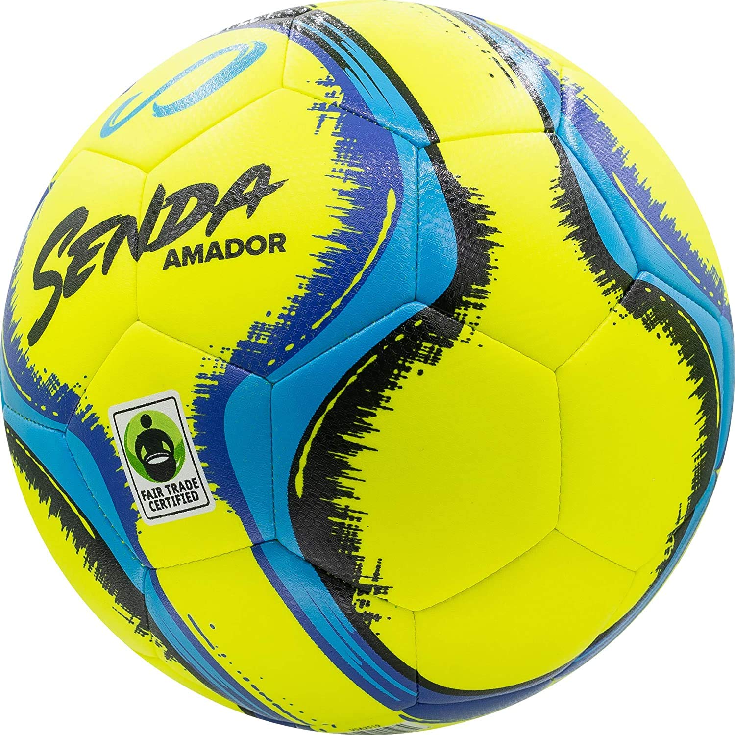 Senda Amador Training Soccer Ball, Fair Trade Certified, Yellow/Light Blue, Size 4 (Ages 8-12)