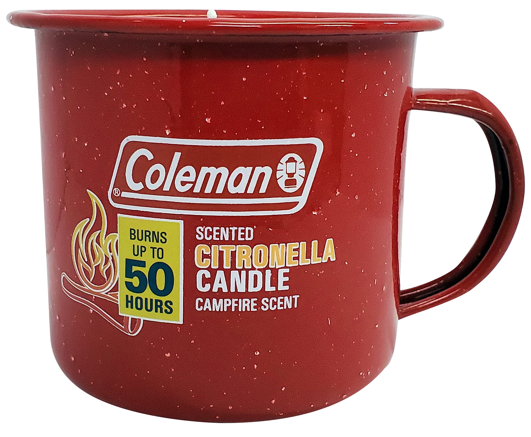 Coleman Repellents Tin Mug Outdoor Citronella Candle | Rustic Outdoor Camping Candle with Campfire Scent, Red