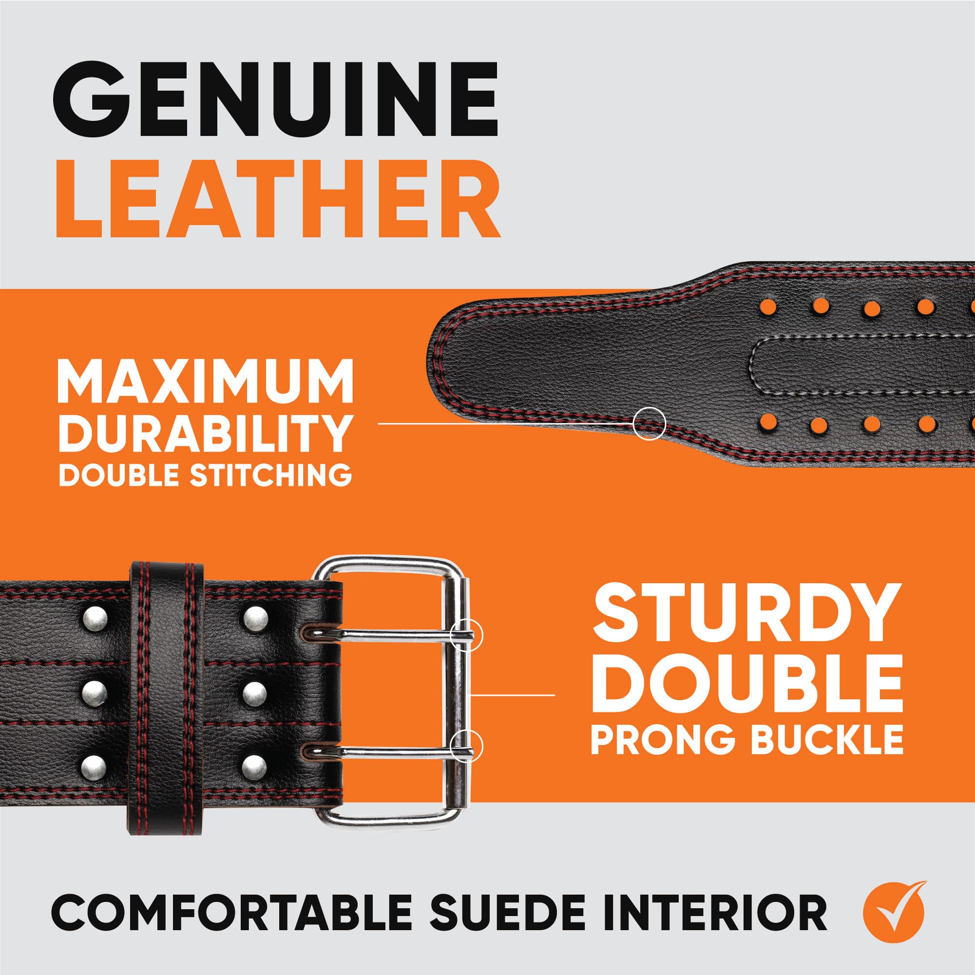 Genuine Leather Gym Weight Belt Workout Belt Weightlifting Gym Belt For Men And Woman Comes (Black/Red, Small)