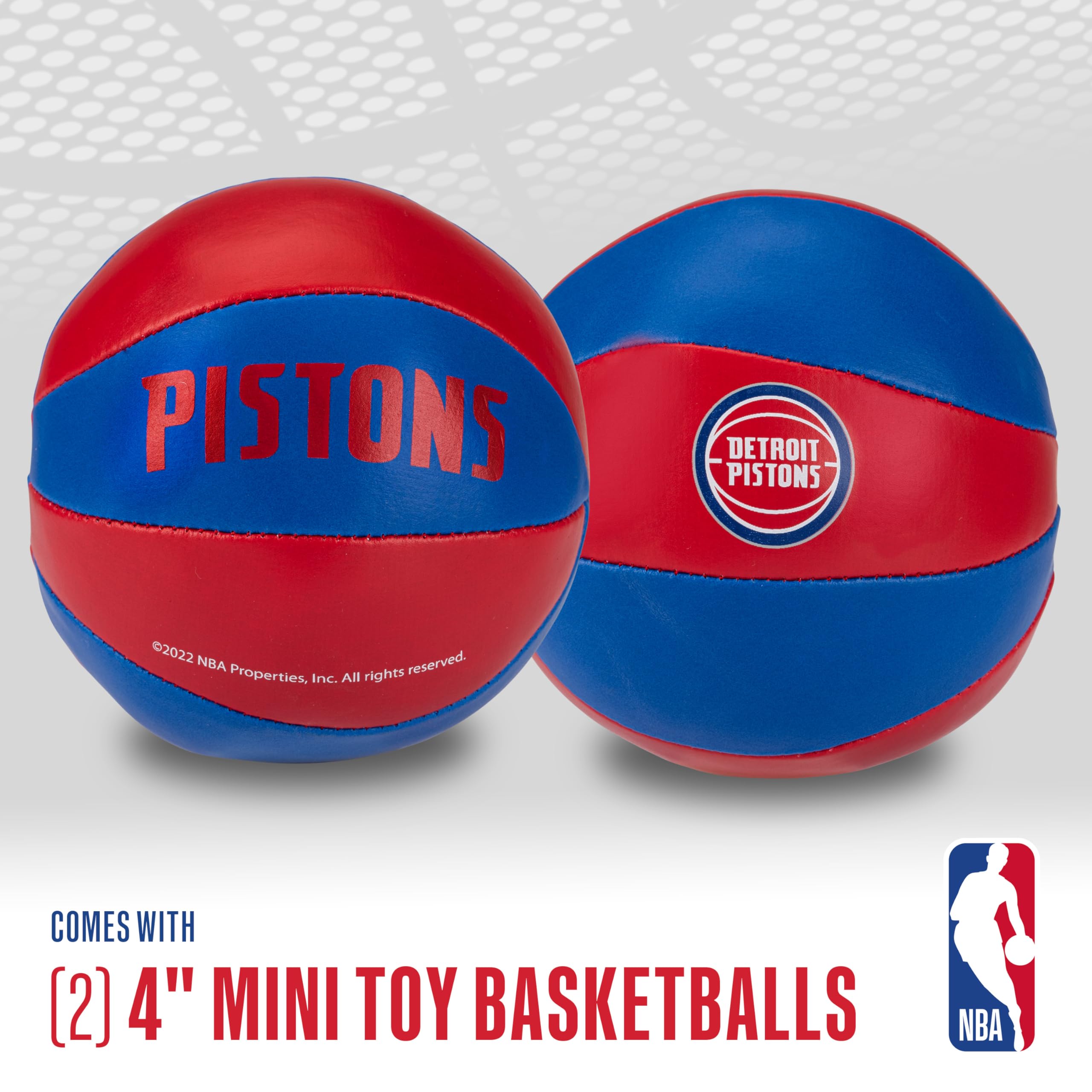 Franklin Sports Nba Detroit Pistons Toy Basketballs - 2 Pack Of Kids Soft Mini Basketballs For Over The Door + Indoor Hoops - Nb