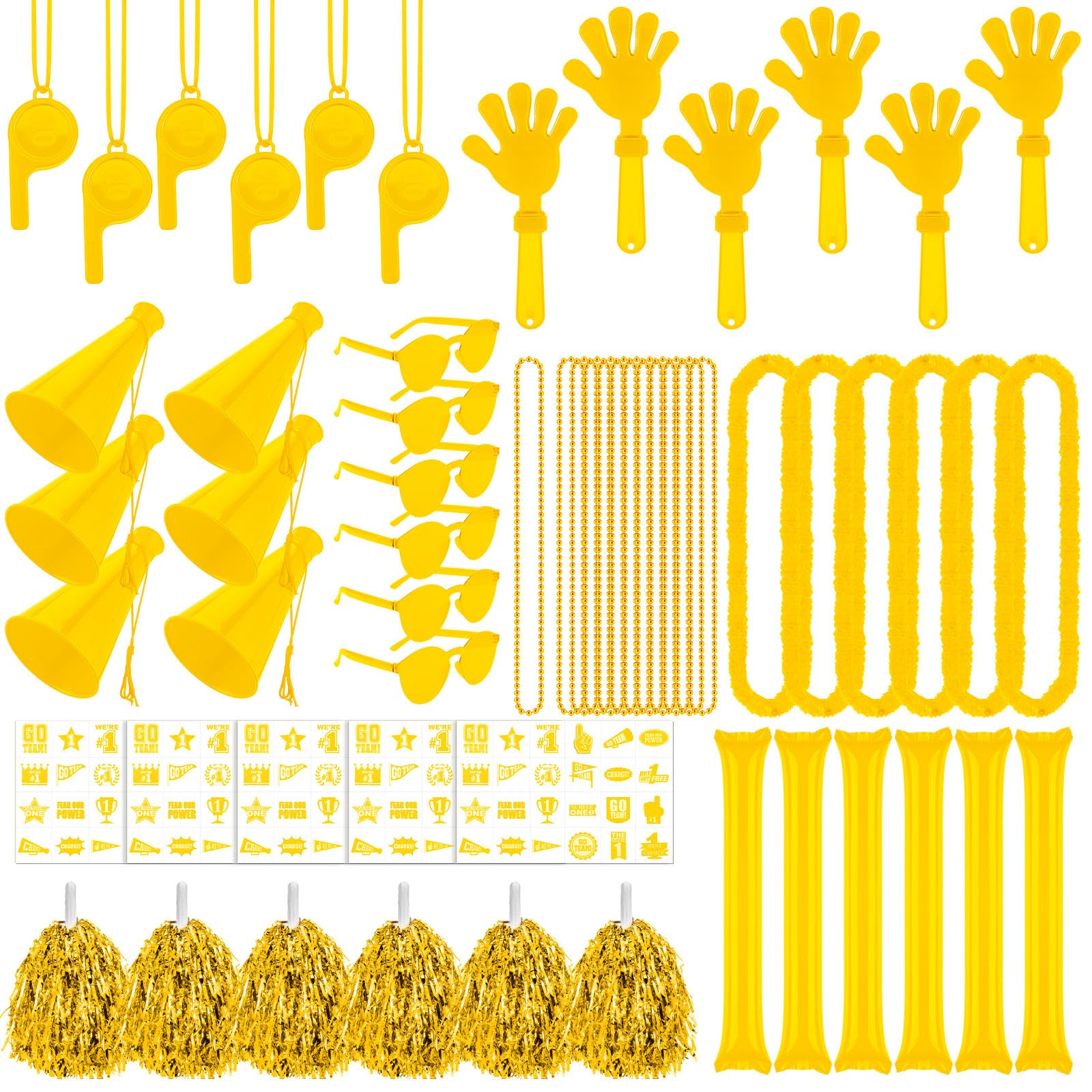 Soulchen 180 Pcs Yellow Team Spirit Accessories Bulk Field Day Accessories Pep Rally Color War Camp Spirit Events Party Items Ch