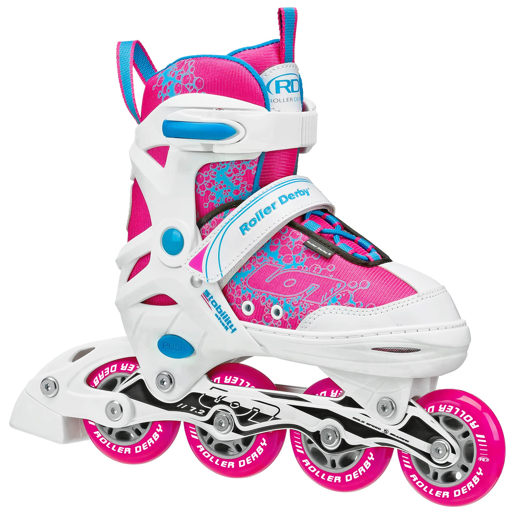 Roller Derby Ion 7.2 Girl'S Adjustable Inline Skates White/Pink Size Medium (2-5)