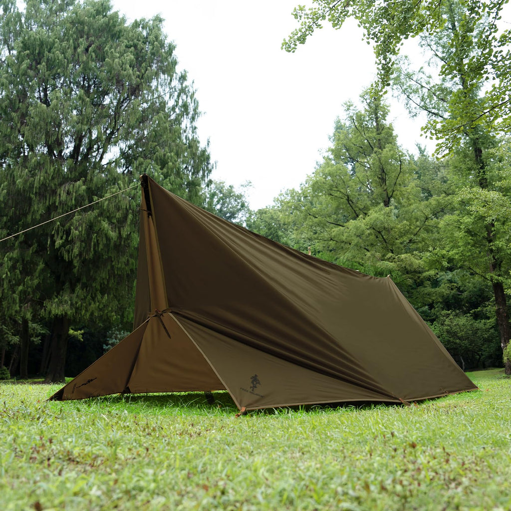 Free Soldier Camping Tarp Waterproof Portable Multifunctional Outdoor Traveling Awning Backpacking Shelter Rain Tarp (Olive-Gree