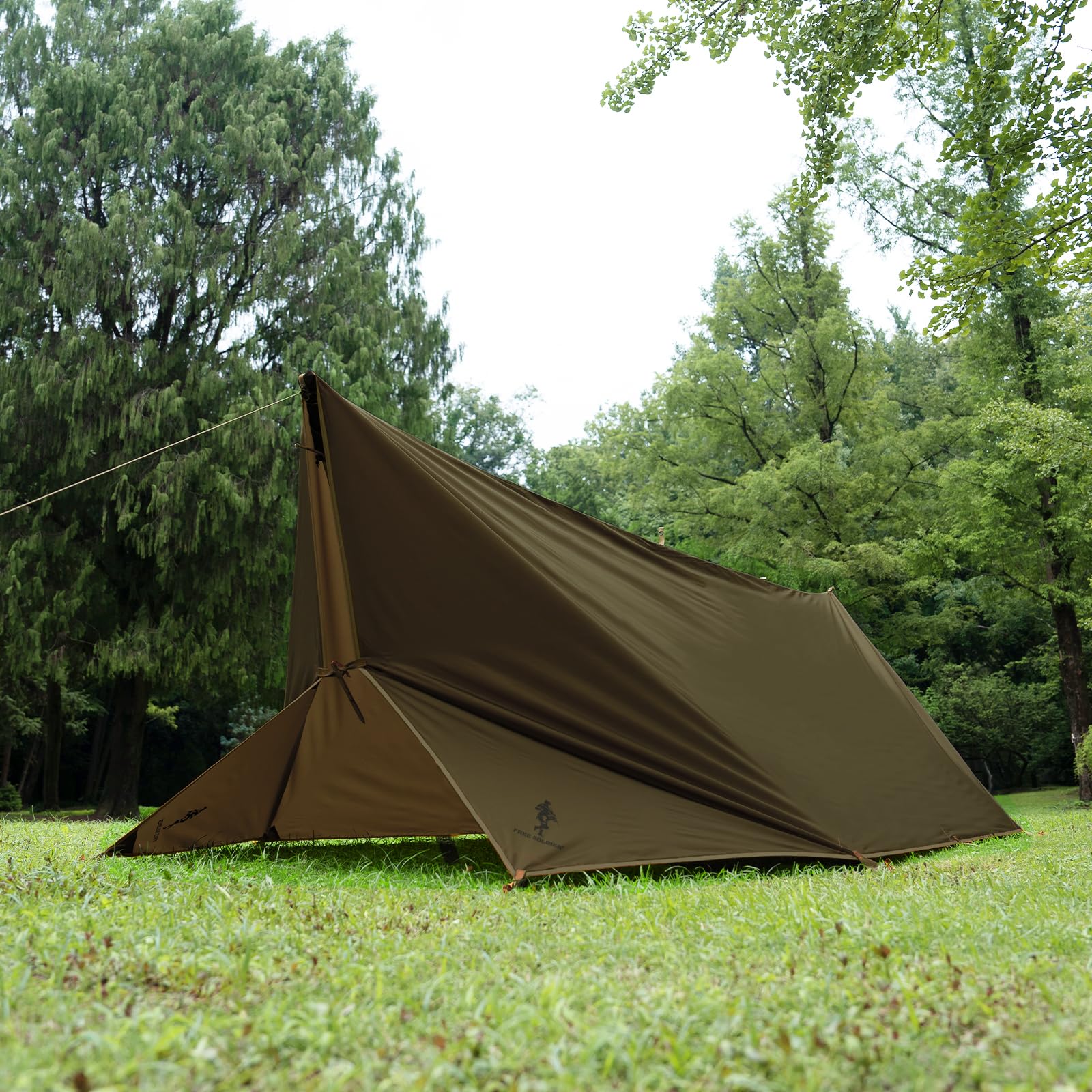Free Soldier Camping Tarp Waterproof Portable Multifunctional Outdoor Traveling Awning Backpacking Shelter Rain Tarp (Olive-Gree