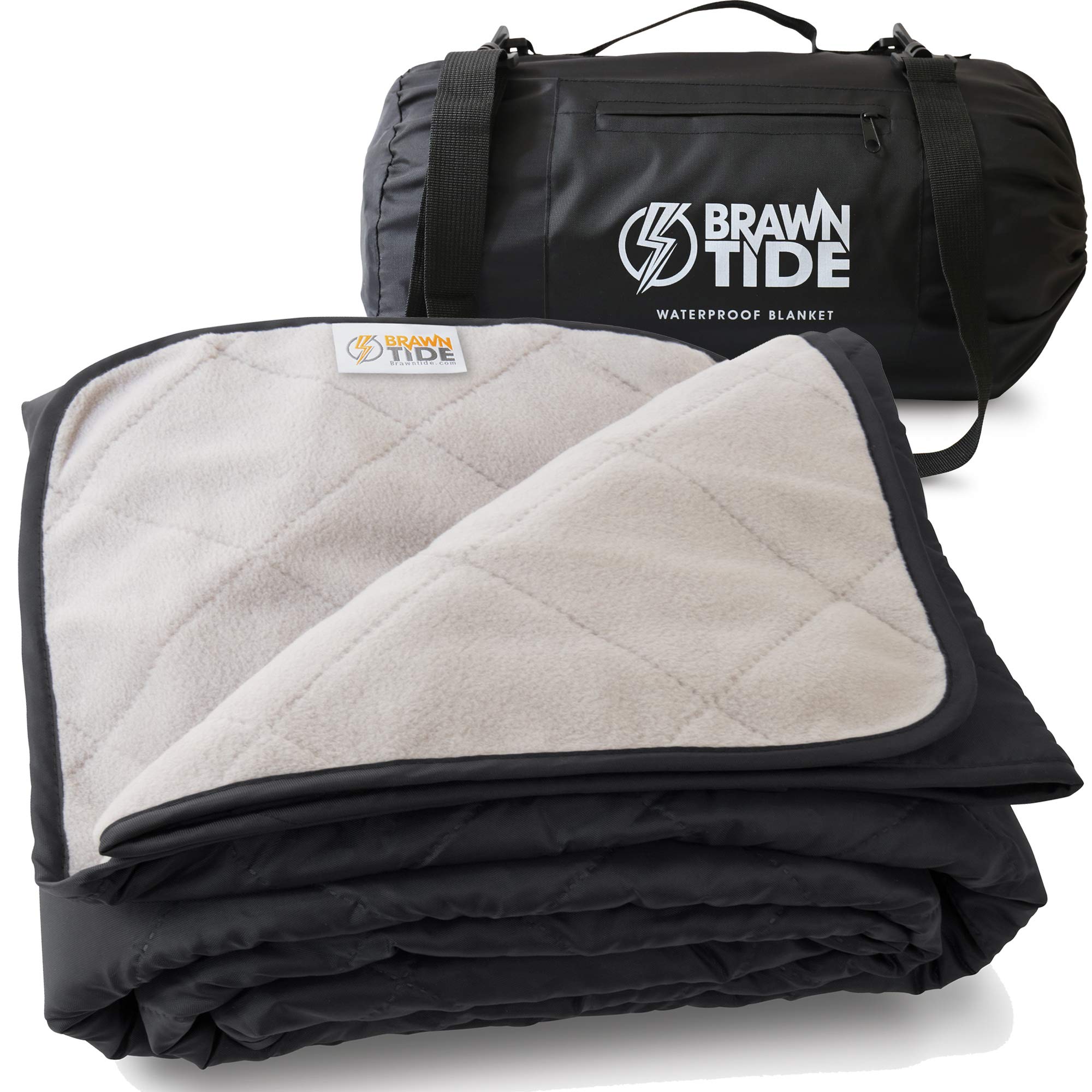 BRAWNTIDE Large Outdoor Waterproof Blanket - Extra Thick Fleece, Warm, Windproof, Sandproof, Ideal for Camping, Picnics, Grass, 