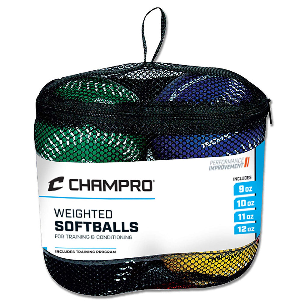Champro Training Softballs, Set Of 4 (Green/Yellow/Black/Blue, 12-Inch)