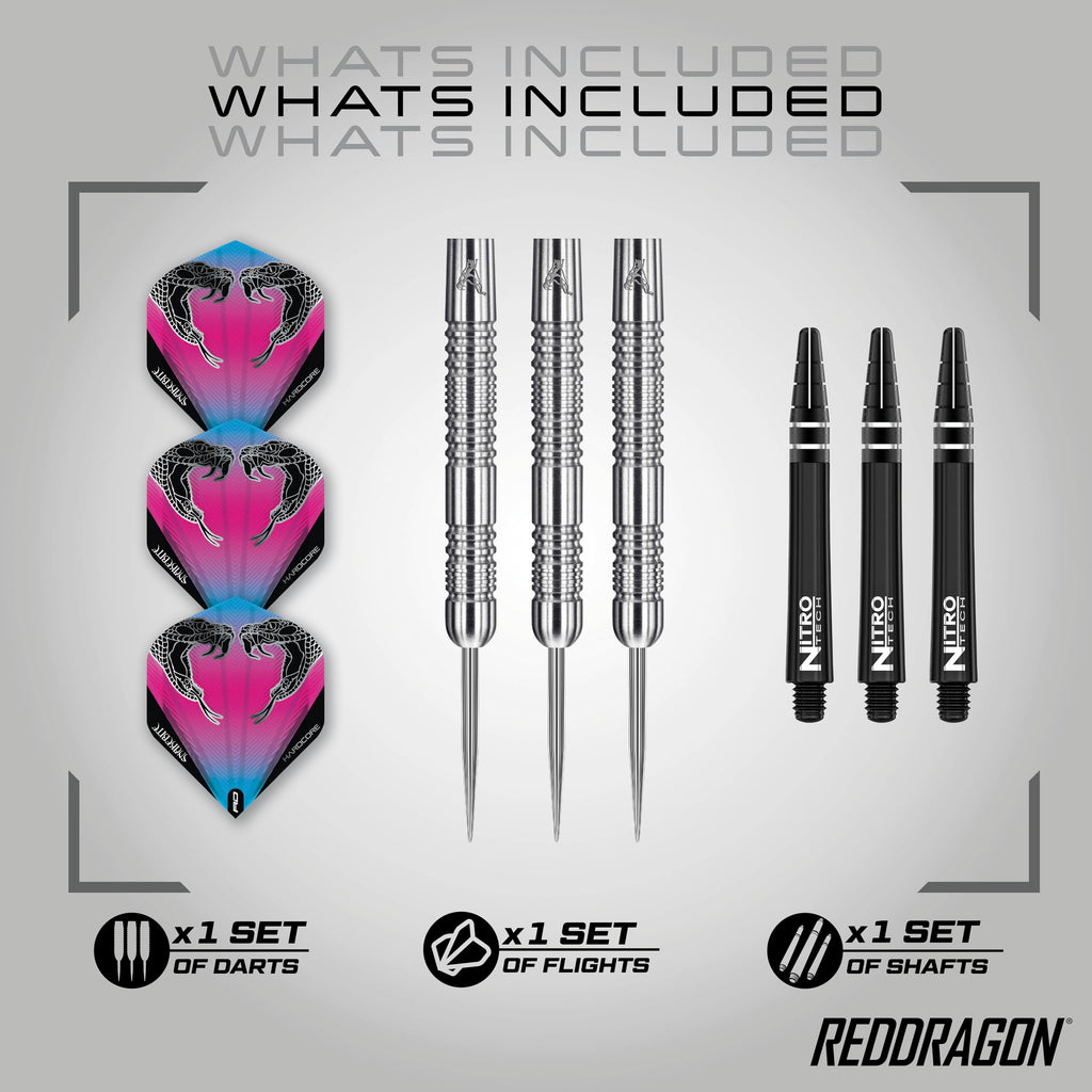 Peter Wright Snakebite Euro 11: 24G Tungsten Darts Set With Flights And Stems