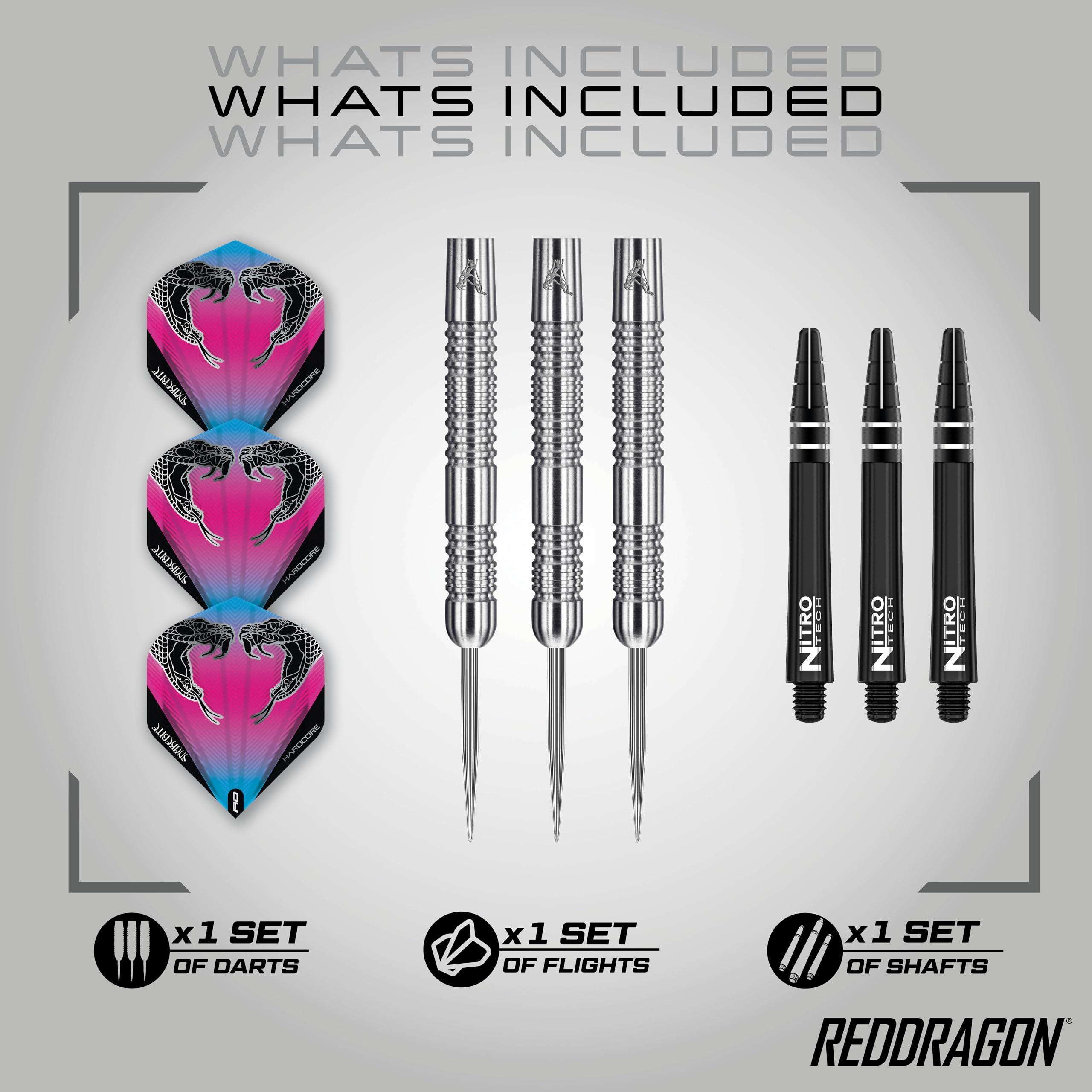 Peter Wright Snakebite Euro 11: 24G Tungsten Darts Set With Flights And Stems