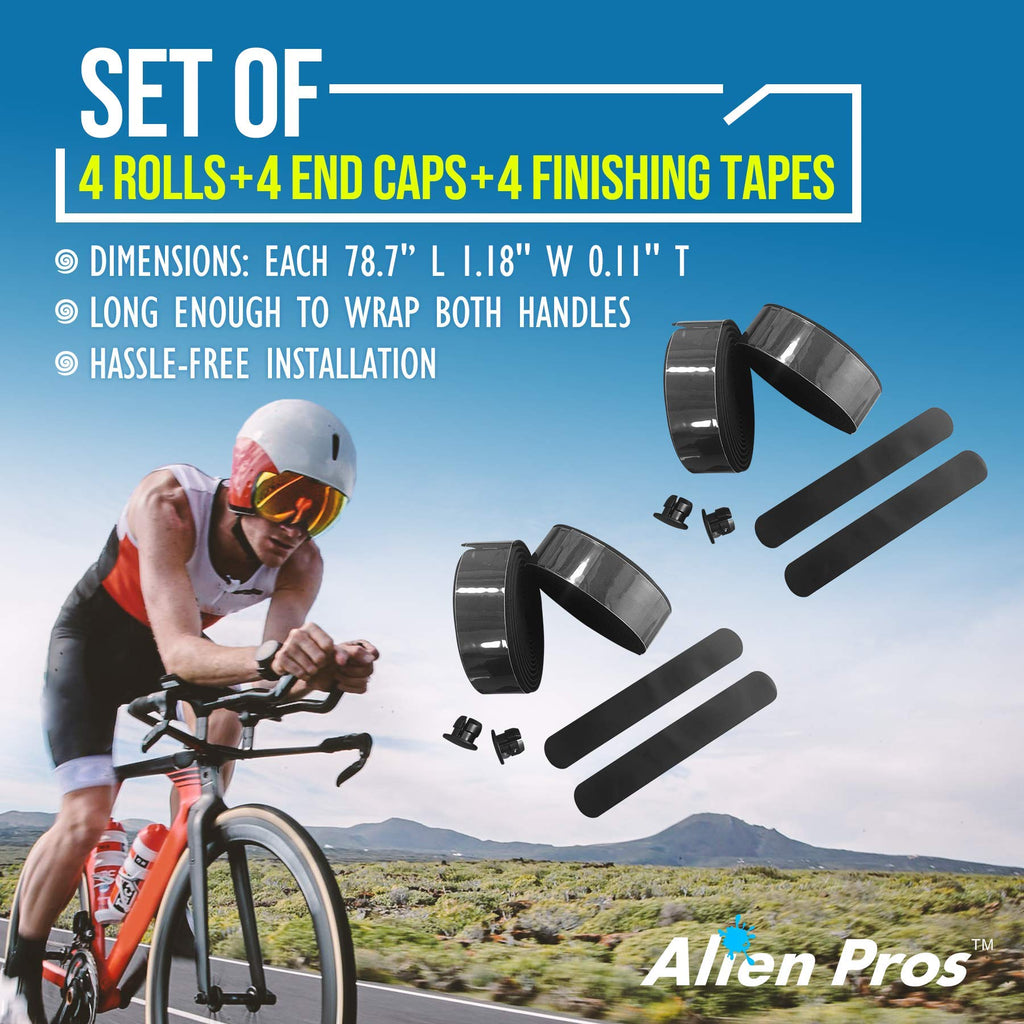 Alien Pros Bike Handlebar Tape Eva (Set Of 4) Black - Enhance Your Bike Grip With These Bicycle Handle Bar Tape - Wrap Your Bike