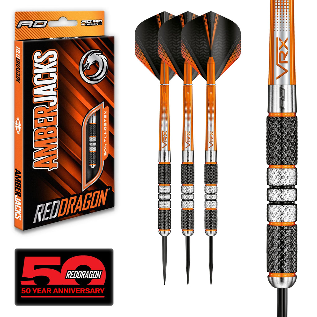 Red Dragon Amberjack 2: 21G Tungsten Darts Set With Flights And Shafts (Stems)