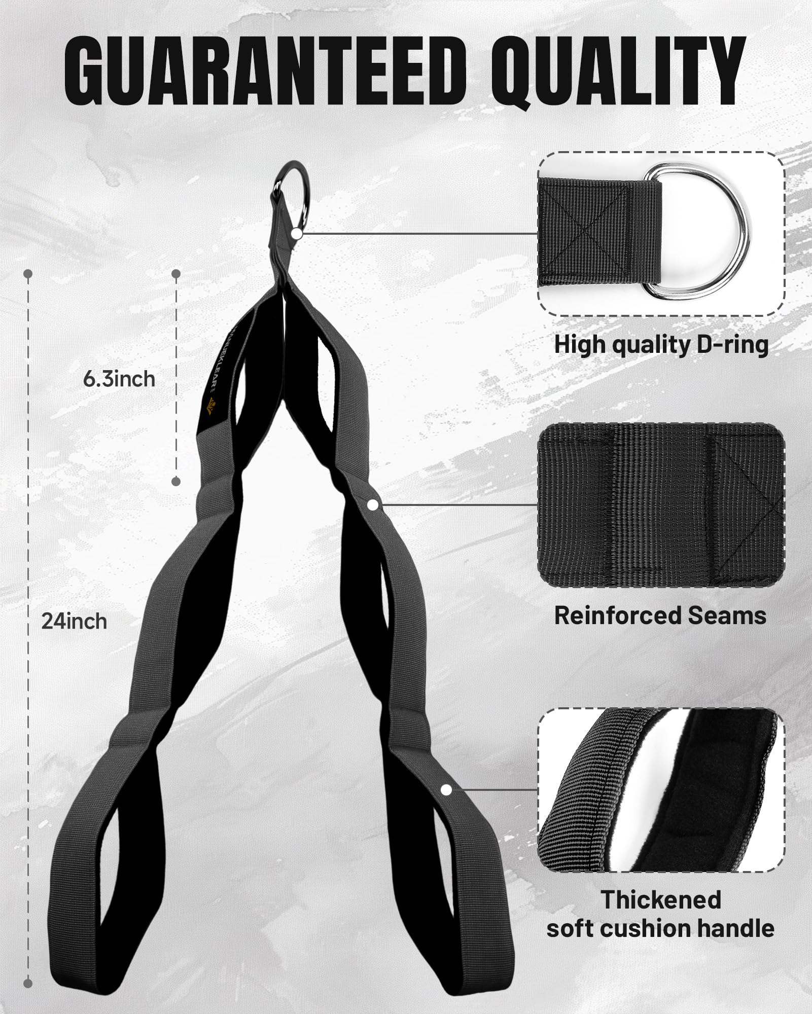 MANUEKLEAR Tricep Rope Cable Attachment Handles, Greater Range of Motion, Tricep Pull Down Rope for Push Downs, Crunches, Facepu