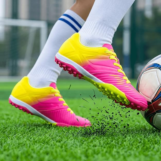 Vizari Liga Turf Soccer Shoes – Pink/Yellow