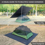 Clostnature Waterproof Camping Tarp For Tent - Ultralight Hammock Rain Fly For Backpacking, Heavy Duty Camping Hiking Awning Lig