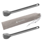 Navaris Long Handle Titanium Sporks (Set Of 2) - 84 (215Cm) Long Metal Spork Set For Backpacking And Camping - Strong Ultra Ligh