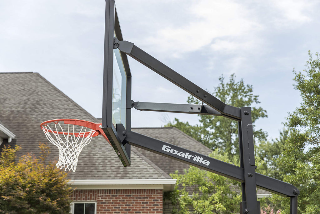 Goalrilla Basketball Hoops with Tempered Glass Basketball Goal Backboard, Black Anodized Frame, and In-ground Anchor System