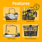Retrospec Bicycles Detachable Steel Half-Mesh Apollo Bike Basket with Handles, Black
