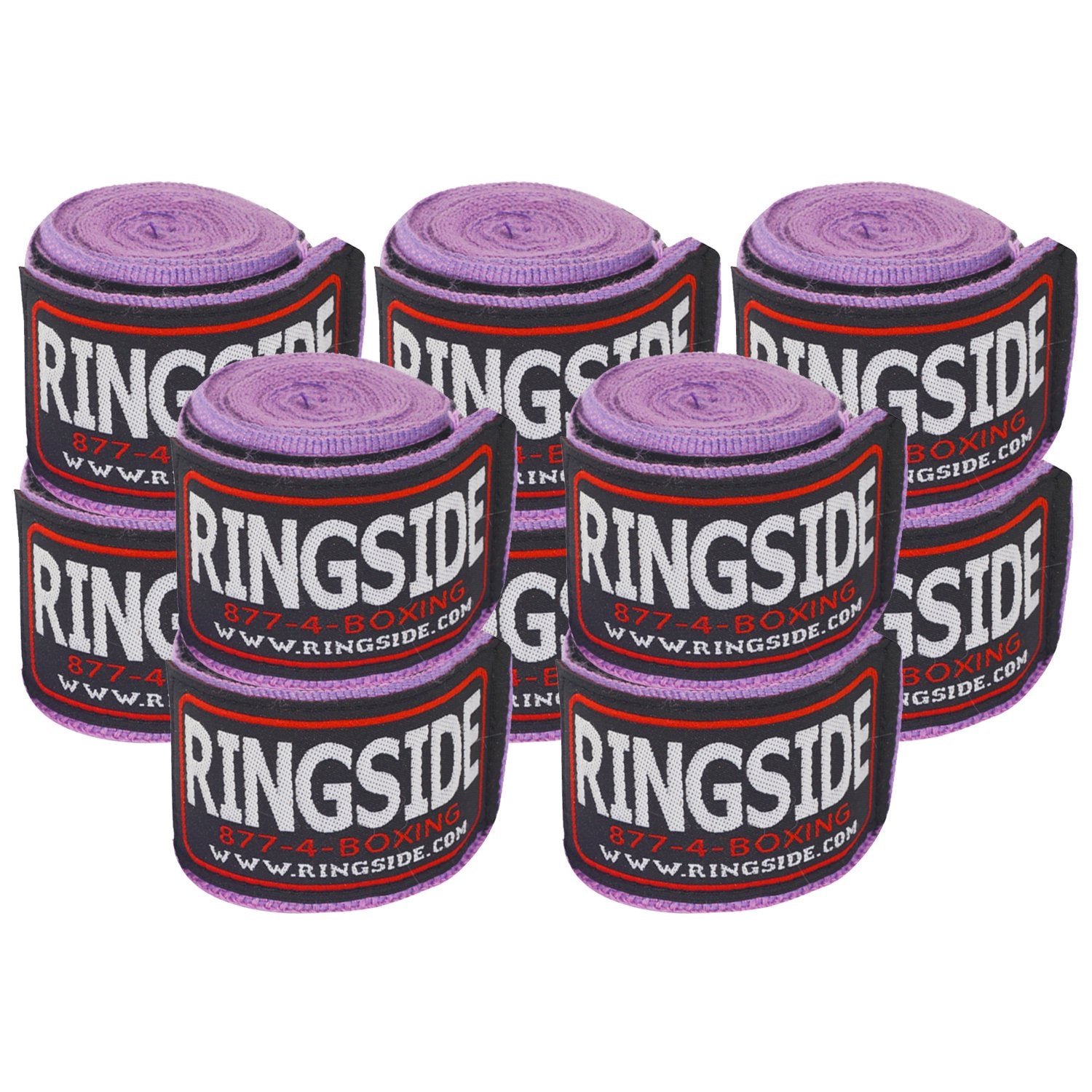 Ringside Mexican Style Boxing Hand Wraps (5 Pairs Pack), Neon Purple , 180