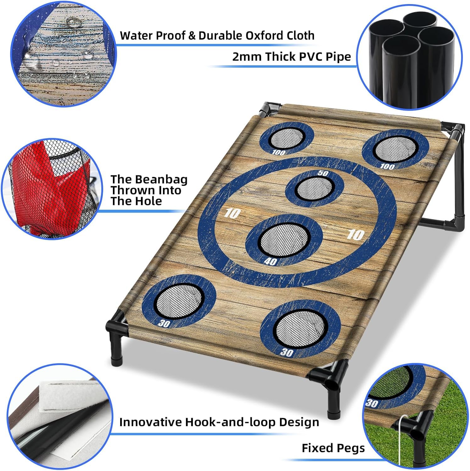 Nzqxjxz Portable Cornhole Board Set 3X2 Ft With 8 Bean Bags Corn Hole Toss Game Cornhole Games For Indoor And Outdoor Parties, I