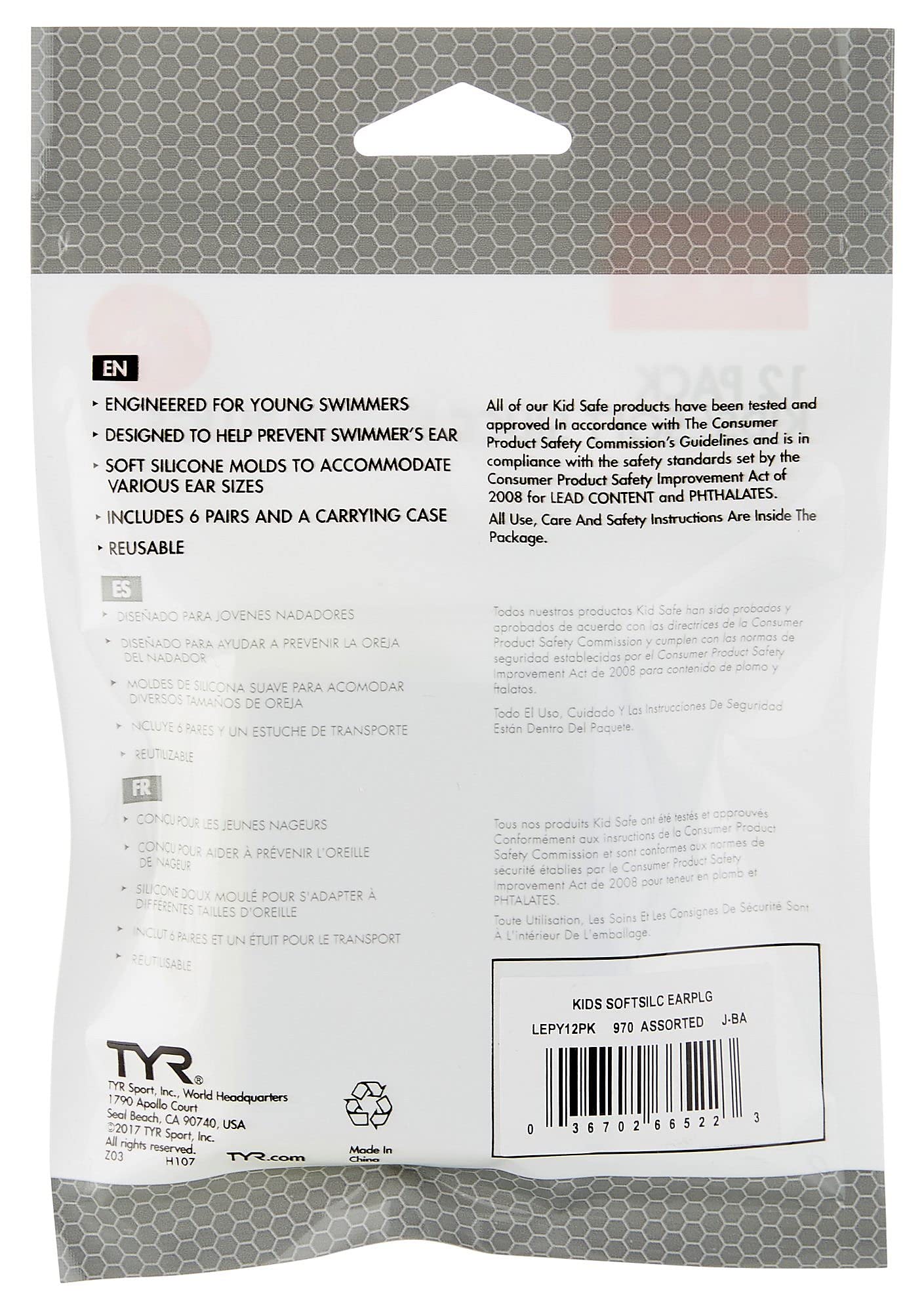 Tyr Kids Soft Silicone Ear Plugs - 12 Pack