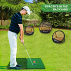 Relilac 3 Piece Golf Chipping Net With Dual Turf Hitting Mat And 12 Foam Training Balls - Indoor/Outdoor Golfing Target Accessor