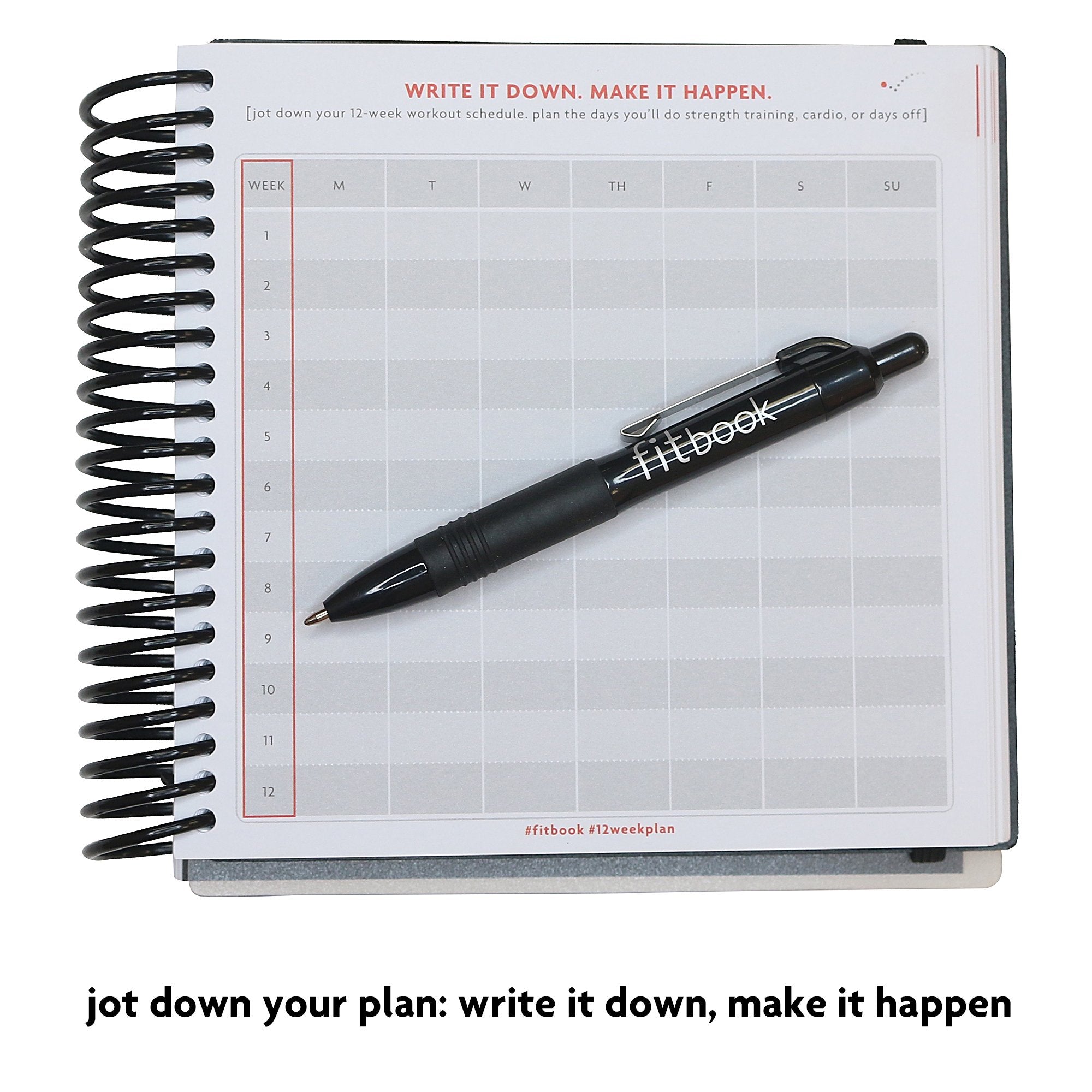Fitlosophy Fitbook: 12 Week Fitness Journal And Planner For Workouts, Weight Loss And Exercise, Black