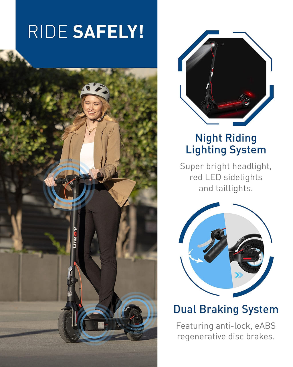 Hiboy Electric Scooter for Adults, 19 MPH, 25 Miles Range, 500W Motor (750W Peak), Foldable E Scooter with Phone Holder, Dual Sp